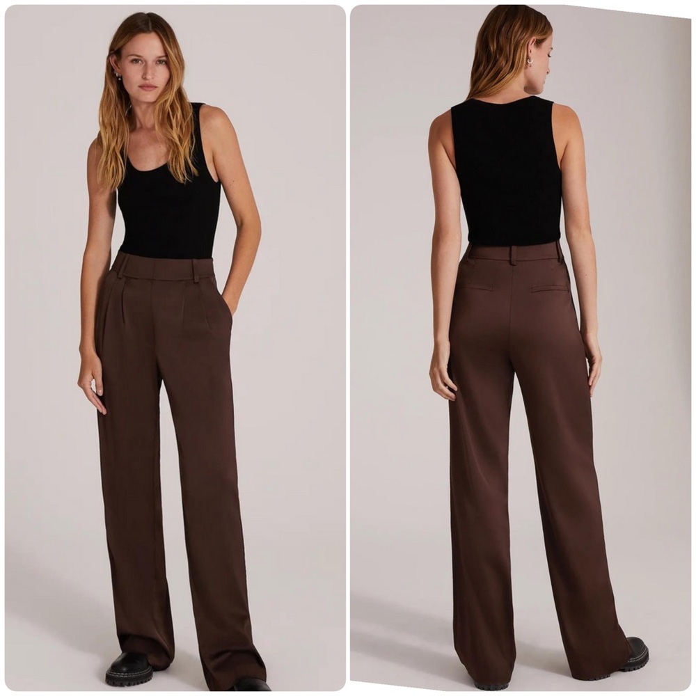 Favorite Daughter The Favorite Satin Wide-Leg Pant in Coffee Brown Women’s Sz 10